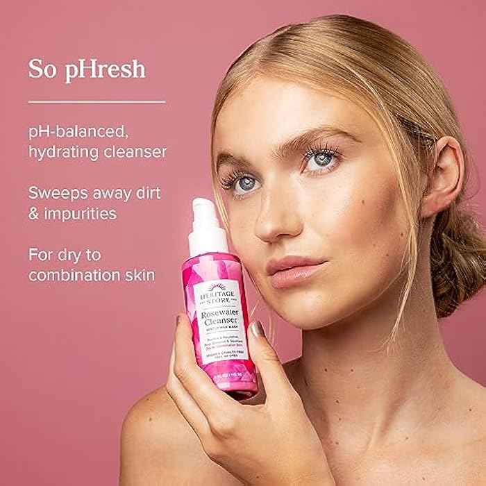 HERITAGE STORE Rosewater Facial Cleanser - Milk Face Wash Purifies and Nourishes w/Squalane, Rose Complex, Dry Skin to Combination Skin Care, Hypoallergenic, pH Balanced, Vegan, 60-Day Guarantee, 4oz - Image 2