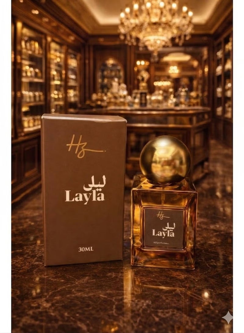 أتش زي عطر ليلى – عطر شرقي فاخر للجنسين – افتتاحية الباتشولي والفانيلا مع قلب من البرغموت والورد وقاعدة من العود وخشب الصندل – ثبات طويل – 30 مل - Image 2