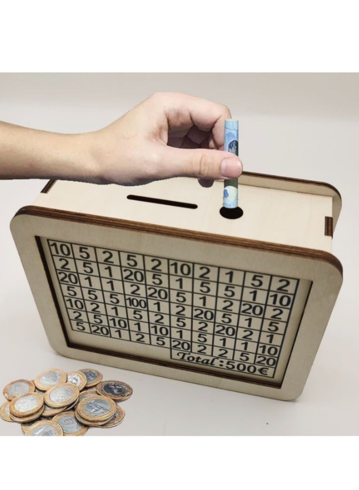 YooA Wooden Money Saving Box with White Wood|Reusable Money Box with Erasable Marker and Counter,Currency/Cash/Coin Saver, Piggy Bank, White Wooden Material Sturdy No Damage Reusable Smooth No Burrs Tool Saving, Money Donation Container, Target Best Holidays, Birthdays, Other Events Gift for Friends, Adults, Kids(10000 Dirhams/Dollars)  - Image 4