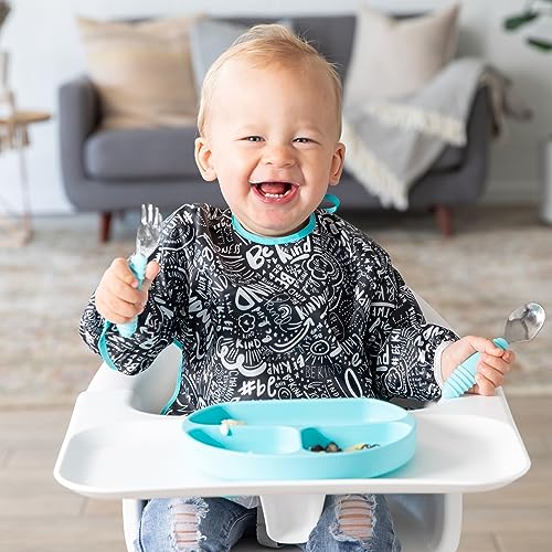 Bumkins Sleeved Bib For Boys Girls Babies Toddlers 624 Months Lightweight Durable Waterproof Long Sleeve Bib CatchAll Pocket Wipeable Machine Washable Btwf 2 Pack - Image 3