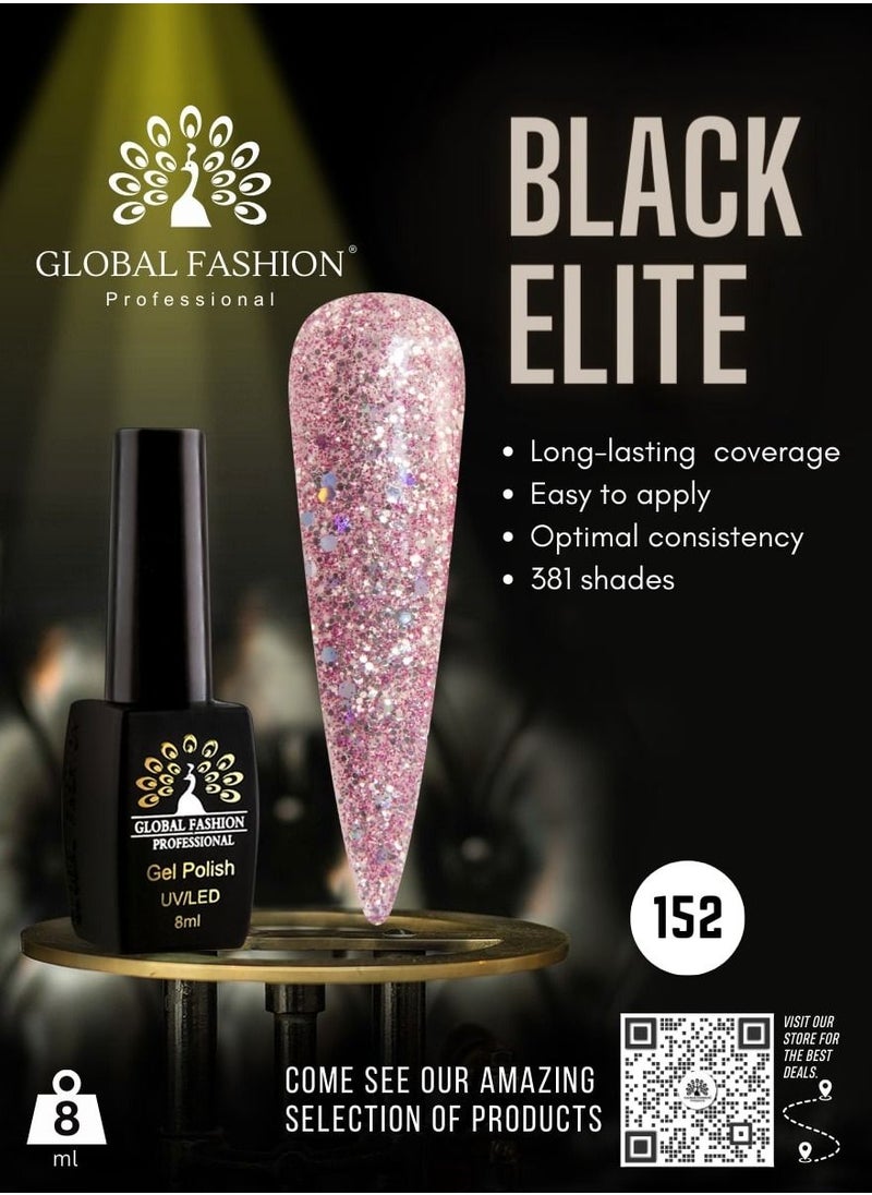 GLOBAL FASHION Global Fashion Black Elite Gel Polish | 132 Colors of Long-Lasting Elegance - 8ml | 152  - Image 2