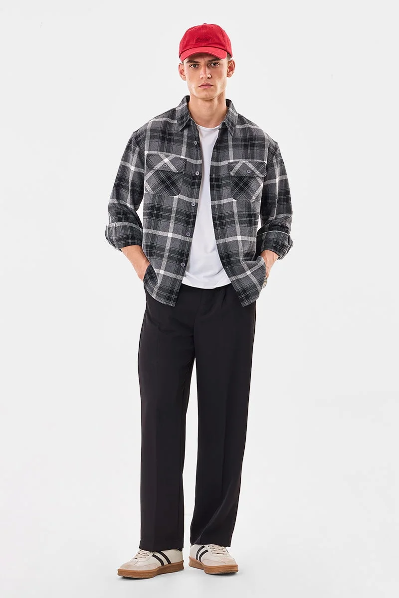 SNITCH Double Pocket Relaxed Fit Plaid Overshirt