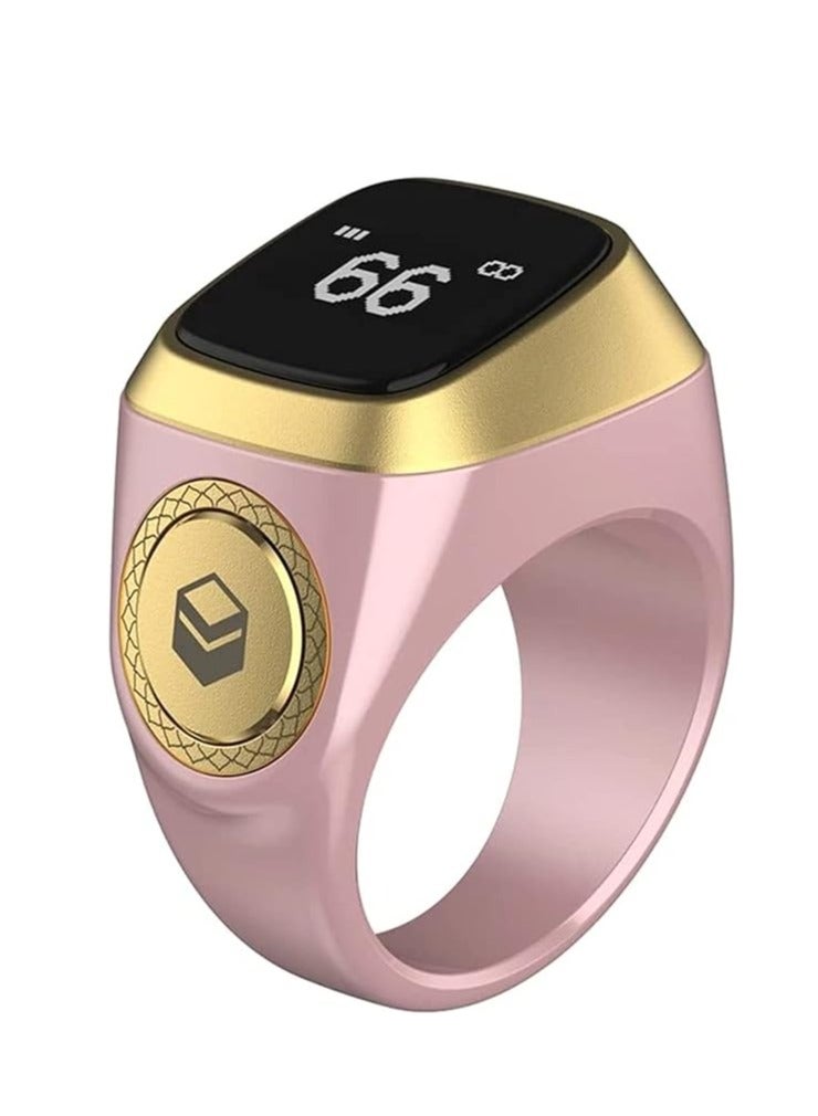 iQIBLA Smart Tasbih Zikr lite Ring, Muslim Prayer, Prayer timing reminder, OLED display Tasbih Counter, Smart Ring, Waterproof- Pink 20mm - Image 1