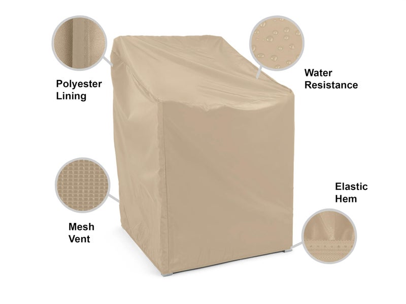Covermates Classic Outdoor Chair Cover â€“ Heavy-Duty 12-Gauge Vinyl Patio Chair Protector, Weather-Resistant, Elastic Hem, Fits Most Garden & Deck Chairs, 36W x 35D x 32H - Set of 2 - Image 2