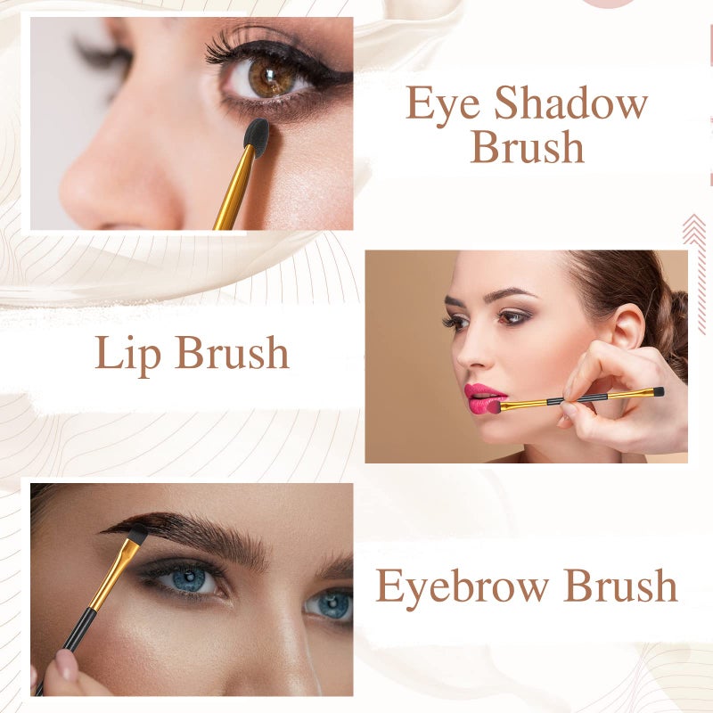 Tenare 24 Pcs Dual End Eyeshadow Blending Brush Set 2 in 1 Eyeshadow Smudge Brush Sponge Concealer Soft Applicators Double Sided Makeup Cosmetic Tool for Women Lady, Black - Image 3