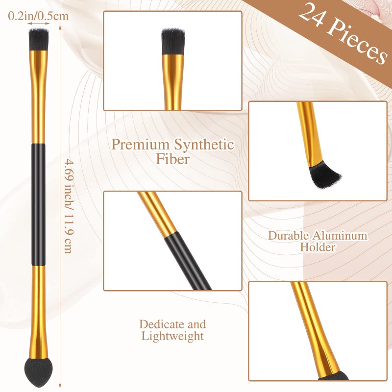 Tenare 24 Pcs Dual End Eyeshadow Blending Brush Set 2 in 1 Eyeshadow Smudge Brush Sponge Concealer Soft Applicators Double Sided Makeup Cosmetic Tool for Women Lady, Black - Image 4