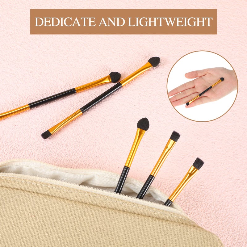 Tenare 24 Pcs Dual End Eyeshadow Blending Brush Set 2 in 1 Eyeshadow Smudge Brush Sponge Concealer Soft Applicators Double Sided Makeup Cosmetic Tool for Women Lady, Black - Image 2