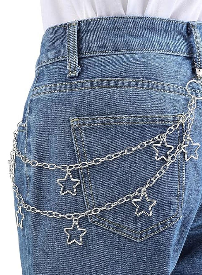 هوتو سلسلة بنطلون، سلسلة محفظة هيب هوب جيب سلاسل بنطلون سلاسل الصخرة، الخصر اكسسوارات الجسم للرجال والنساء، الفضة - Image 4