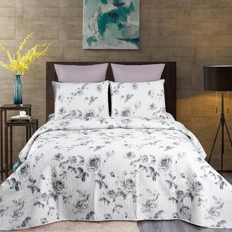 JML Quilt Set - Queen Size Quilt Sets with Shams - 3 Pieces - All Season Lightweight Soft Printed Pattern Bedding Bedspread Coverlet Set - Image 2