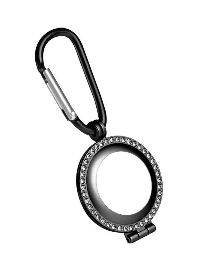 AOLION Metal Case for AirTags Luxury Bling Glitter Diamond Skin Apple AirTag Case with Ring Mountaineering buckle Lightweight Anti-Scratc Bluetooth Tracker Protective Cover Black  - Image 1