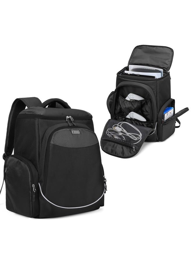 Trunab Gaming Console Backpack Compatible with PS5/PS4/PS4 Pro/PS4 Slim/Xbox One/Xbox One X/Xbox One S, Travel Carrying Bag with Multiple Pockets for 15.6” Laptop and Gaming Accessories - Image 1