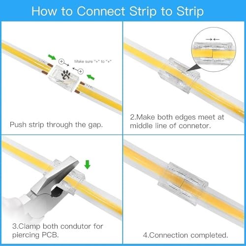 Mufasa LED Strip Connectors - DIY Strip to Wire Quick Solderless Connection for 12v 24v Single Color Led Strip Lights Profile Light Accessory (Non Waterproof) (Pack of 10) (Strip to Strip, 8MM) - Image 3