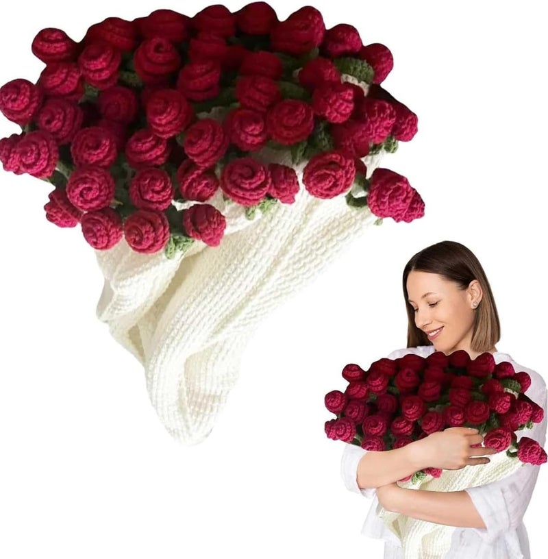 VRB Dec 1pcs 60 CM Diameter Artificial Crochet Flower Bouquet/Artificial Flowers Bunch/Crochet flowers bouquet/Crochet flowers/Flowers Bouquet Gift for Girls Home Decor,gifting,etc. (Design 10) - Image 1