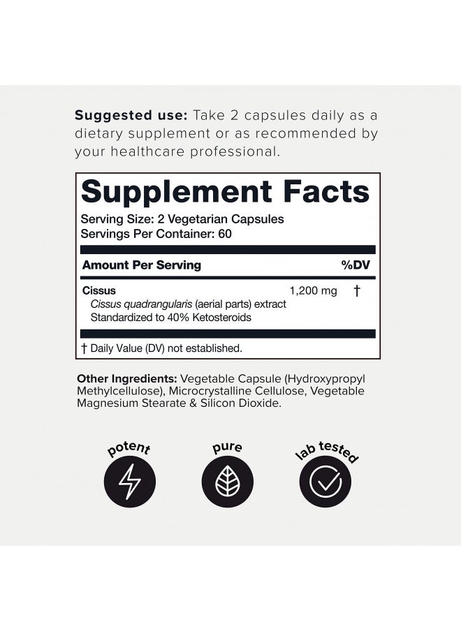 Toniiq - Toniiq Cissus Quadrangularis Capsules - Min. 40% Ketosteroids - Ultra High Strength Tendon and Joint Support Supplement - 1200mg Concentrated Cissus Extract - Wild Harvested in India - 120 Caps - Image 1