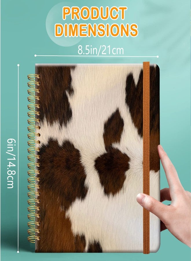 ZHIZHEND Ruled Spiral Writing Notebook,A5 Hardcover Lined College Journal for Women Lady Girl,Vintage Cow Print Strong TwinWire Binding with Premium Paper,8.4 X 6,Perfect for School,Office,Home Gifts(Brown - Image 4