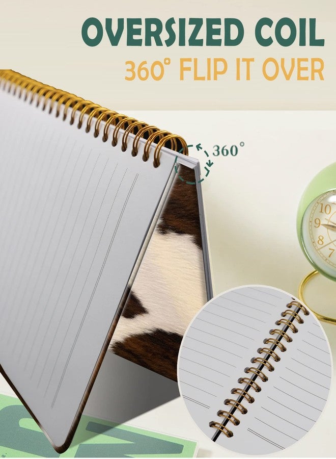 ZHIZHEND Ruled Spiral Writing Notebook,A5 Hardcover Lined College Journal for Women Lady Girl,Vintage Cow Print Strong TwinWire Binding with Premium Paper,8.4 X 6,Perfect for School,Office,Home Gifts(Brown - Image 5