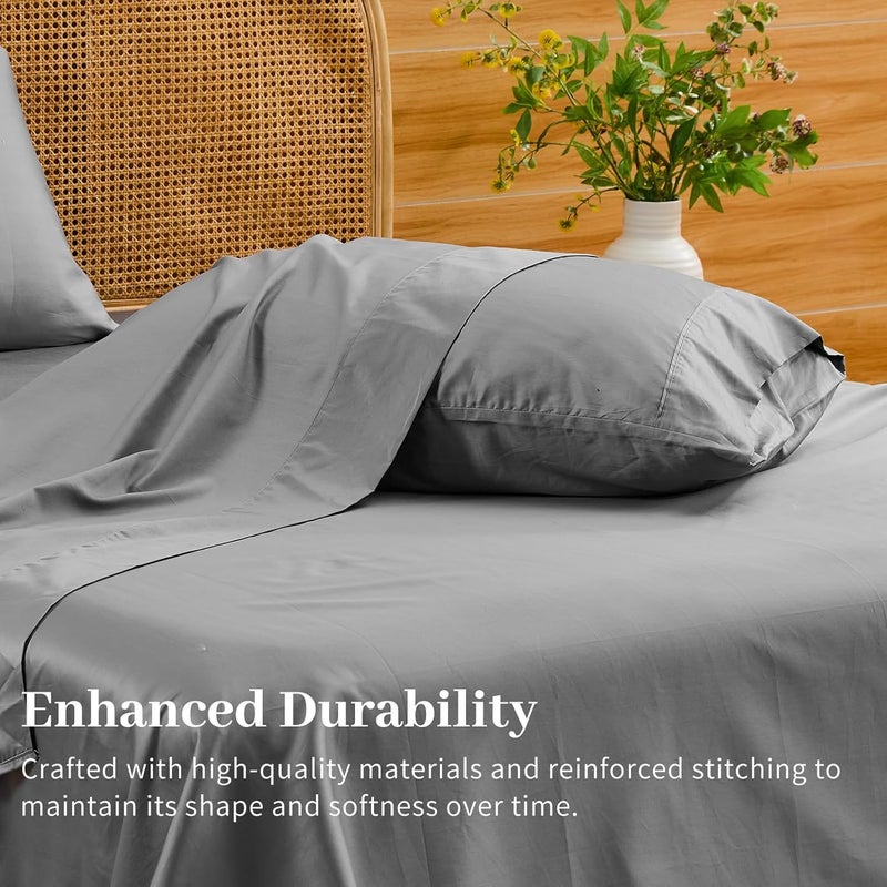 Bedlifes Deep Pocket Sheets 18-24 Inch, King Size Egyptian Cotton 1000 Thread Count, 4-Piece - Fits Extra Thick Mattresses, Cooling & Breathable (Light Gray) - Image 5