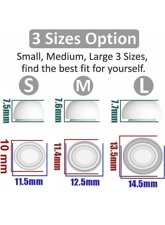 6 Pairs Ear Tips Replacement Compatible for Airpods Pro, Portable Silica Gel Anti Slip Reducing Noise in Ear Eartips With Storage Box, 3 Sizes Silicone Ear Tips (White) - Image 2
