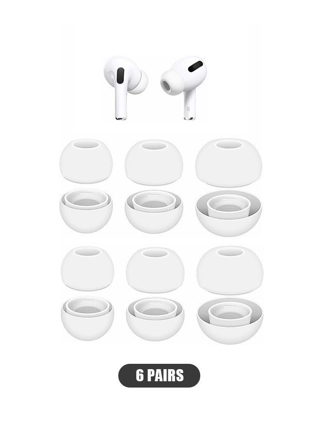 6 Pairs Ear Tips Replacement Compatible for Airpods Pro, Portable Silica Gel Anti Slip Reducing Noise in Ear Eartips With Storage Box, 3 Sizes Silicone Ear Tips (White) - Image 1