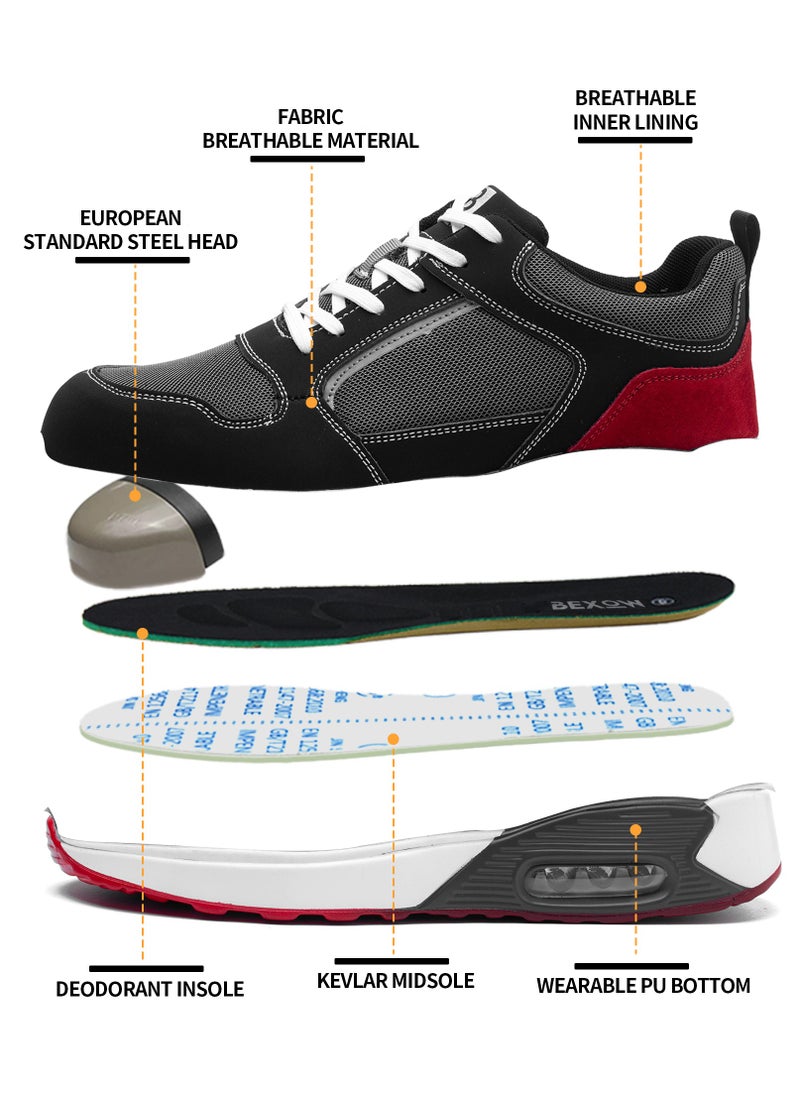 Bexow BEXOW Premium Safety Shoes Steel Toe Lightweight Slip Resistant Breathable Work Sneakers with Kevlar Midsole Anti-Smashing Puncture Proof Comfortable Industrial Footwear for Men and Women  - Image 3