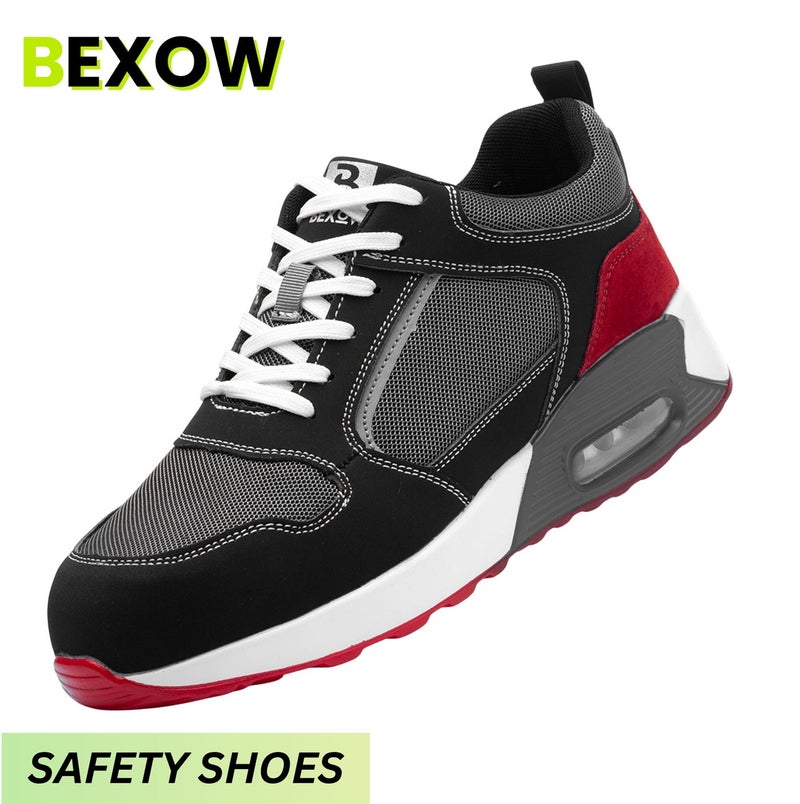 BEXOW Premium Safety Shoes Steel Toe Lightweight Slip Resistant Breathable Work Sneakers with Kevlar Midsole Anti-Smashing Puncture Proof Comfortable Industrial Footwear for Men and Women - Image 1