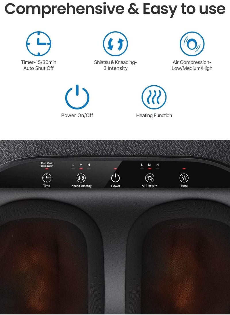 RENPHO - RENPHO Foot Massager Machine with Heat, Shiatsu Deep Kneading, Multi-Level Settings, Delivers Relief for Tired Muscles and Plantar Fasciitis, Fits feet up to Men Size 12 - Image 1