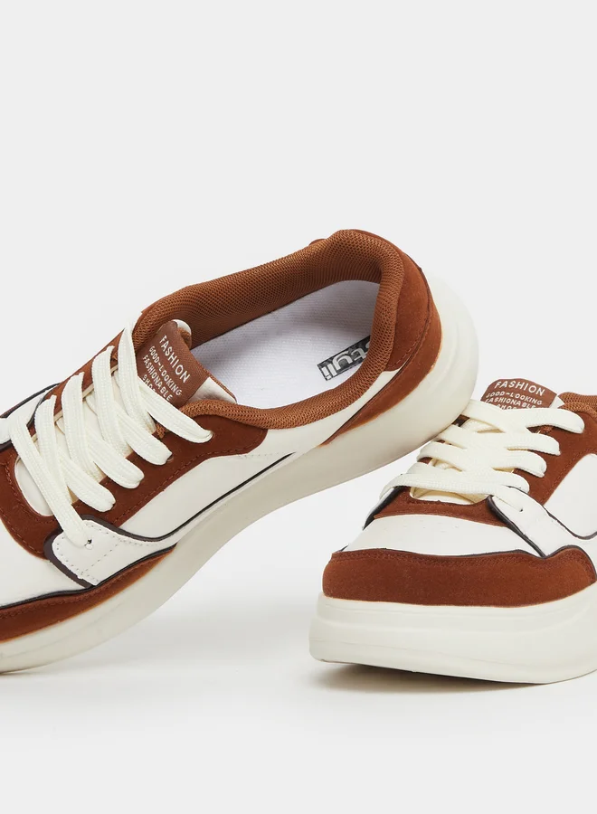 Styli Styli Color Block Platform Lace Up Sneakers