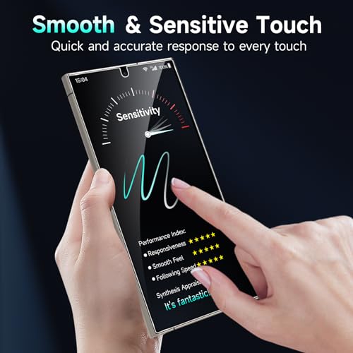 YWXTW EZ Unlock for Samsung Galaxy S24 Ultra Privacy Screen Protector, [0.1S Ultrasonic Fingerprint Support] [Not Glass] 25° Anti Spy Private S24 Ultra Screen Protector Case Friendly, 2 Pack - Image 5