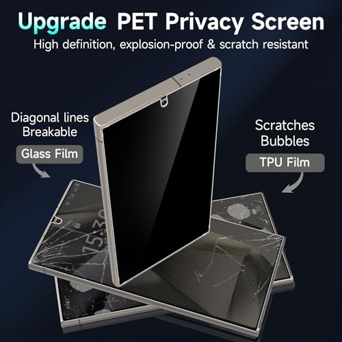 YWXTW EZ Unlock for Samsung Galaxy S24 Ultra Privacy Screen Protector, [0.1S Ultrasonic Fingerprint Support] [Not Glass] 25° Anti Spy Private S24 Ultra Screen Protector Case Friendly, 2 Pack - Image 4