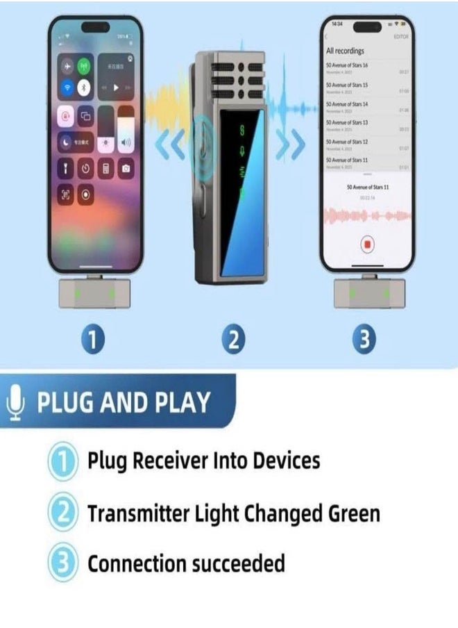 MW-15 Dual Lavalier Microphone for Android Type-C Devices – Plug & Play Wireless Mic with Charging Case, 48-Hour Battery Life, 20m Wireless Range, Perfect for Video Recording, Interviews, YouTube Vlogging, Podcasting, Smartphones, Tablets & Laptops