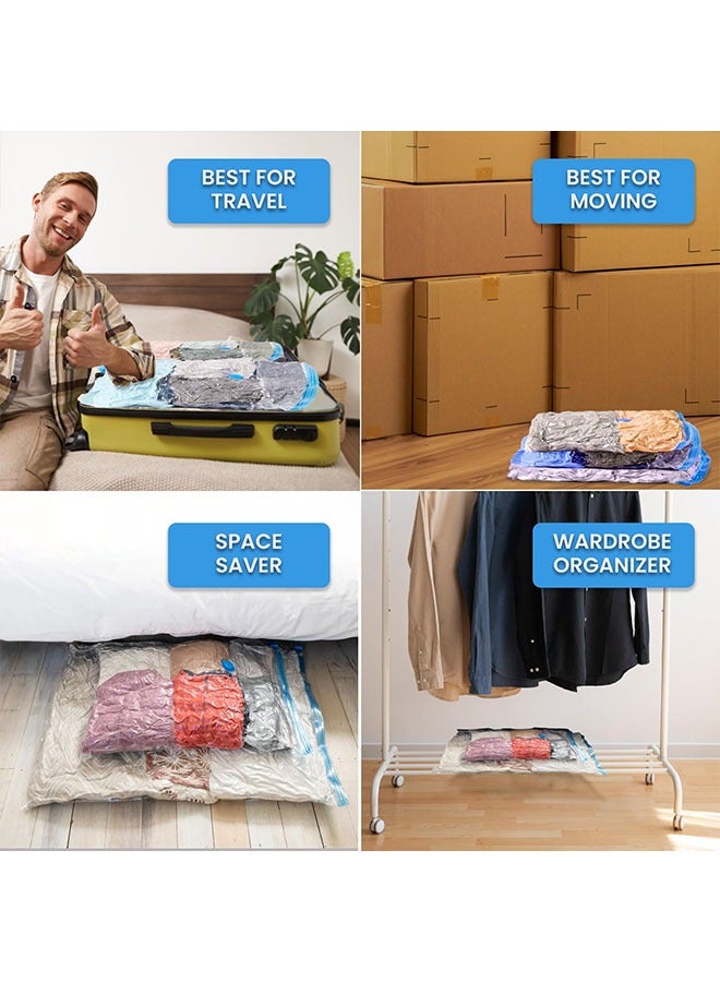 meayul 6Pack Reusable Vacuum Storage Bags with Hand Pump, Space Saver Compression Bags for Travel and Home, for Clothes, Bedding, Duvets and Pillows, 1 Jumbo, 2 Large, 3 Medium - Image 5