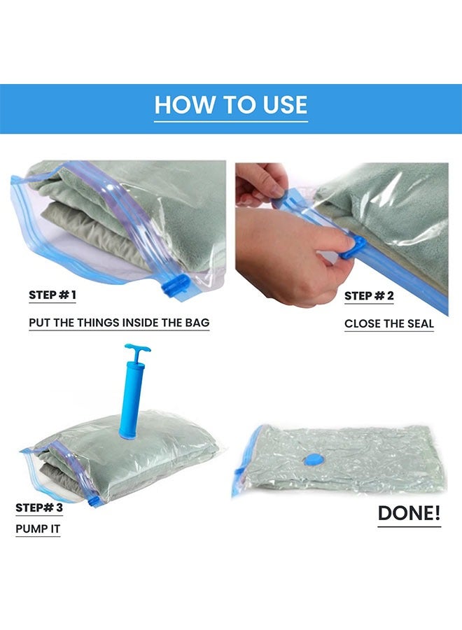 meayul 6Pack Reusable Vacuum Storage Bags with Hand Pump, Space Saver Compression Bags for Travel and Home, for Clothes, Bedding, Duvets and Pillows, 1 Jumbo, 2 Large, 3 Medium - Image 3