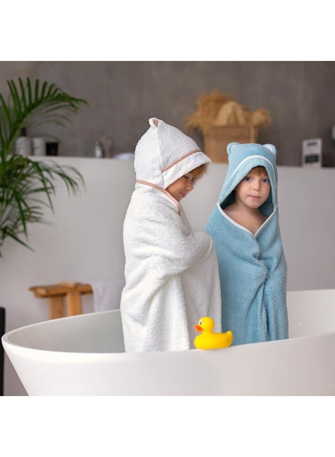 Warm Cuddles Premium Toddler Towels with Hood - Extra Soft Rayon from Bamboo Toddler Bath Towel (White) - Image 4