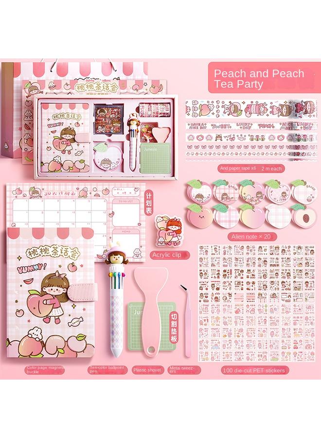 Bluejw Cute Hand Account Book Hand Account Book Children's Stationery Notebook Sticker Hand Account Suit Big Gift Bag Girl Gift Box Girl  - Image 1