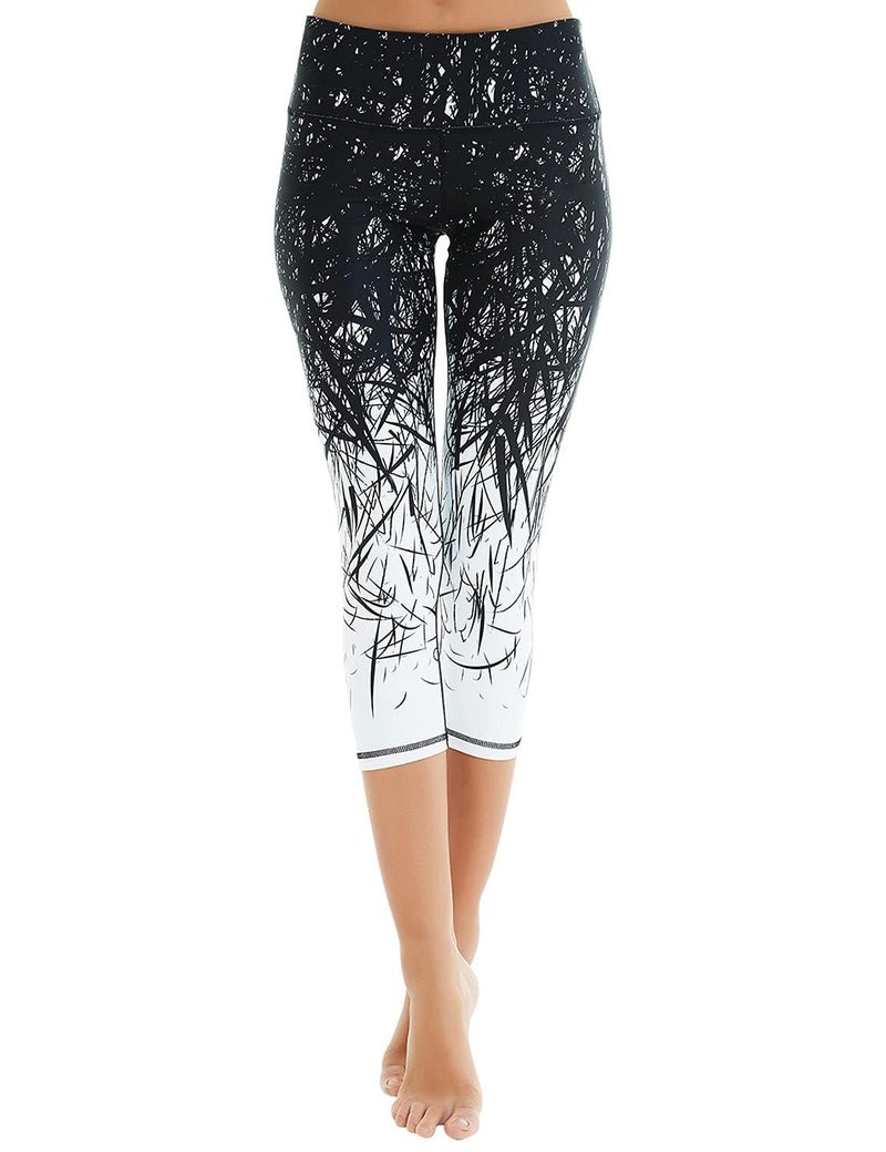 COOLOMG Yoga Pants for Women Capri Running Tights Low Rise Leggings Workout Gym with Hidden Pockets - Image 1