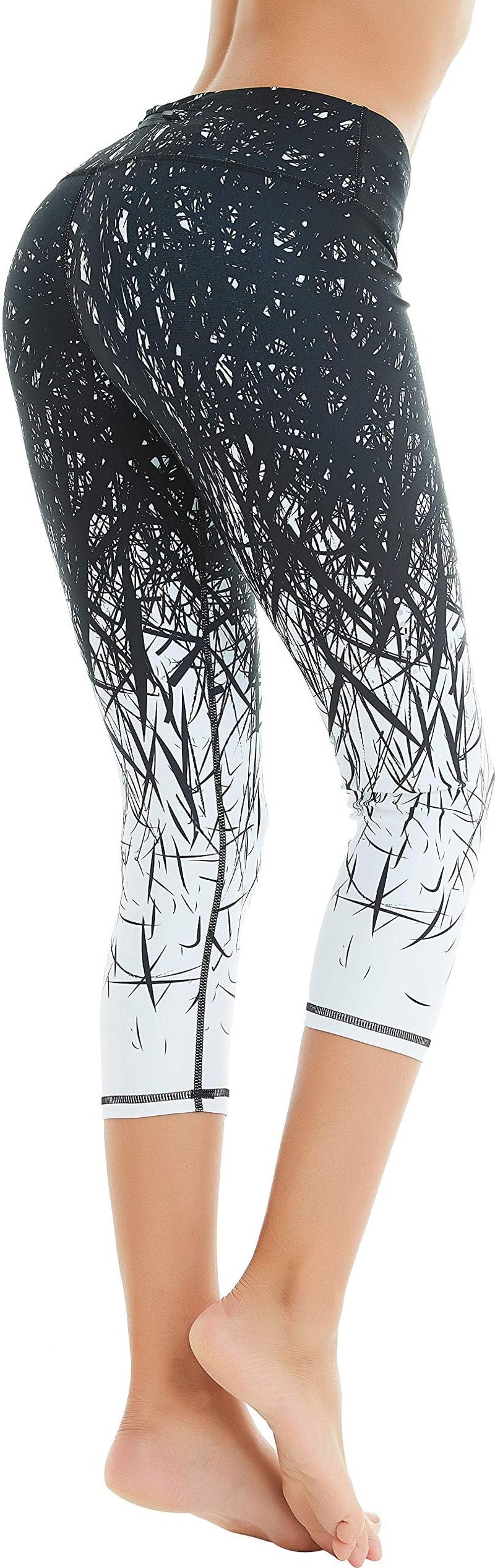 COOLOMG Yoga Pants for Women Capri Running Tights Low Rise Leggings Workout Gym with Hidden Pockets - Image 3