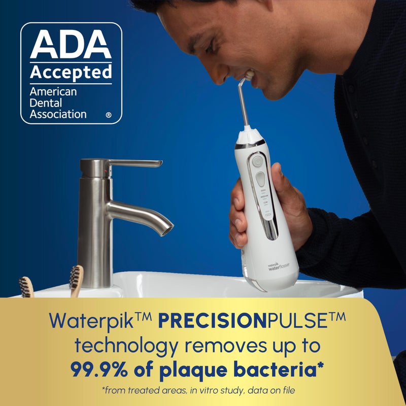 Waterpik Cordless Advanced 2.0 Water Flosser For Teeth, Gums, Braces, Dental Care With Travel Bag and 4 Tips, ADA Accepted, Rechargeable, Portable, and Waterproof, White WP-580, Packaging May Vary - Image 3