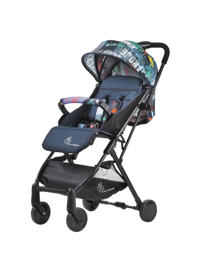 R for Rabbit Pocket Stroller Lite Stroller for Kids | Portable Travel Friendly Pre Installed Baby Trolley Pram for Newborn Boys & Girls of Age 0-3 Years (Grey) - Image 1