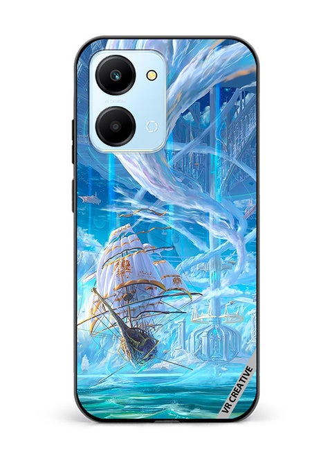 Protective Case Cover For Honor Play7T Castle With Clouds Design Multicolour