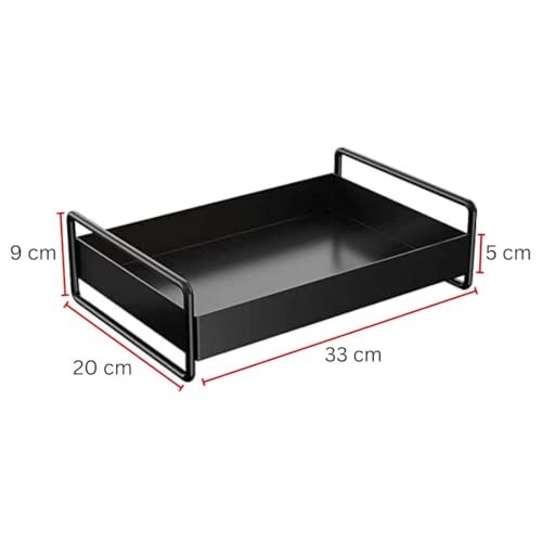 Decorlay Metal Serving Tray with Handle – Stylish Rectangular Coffee Tray for Coffee Table, Ottoman, Console Table, and Home Decor in Elegant Finish (Black) - Image 3
