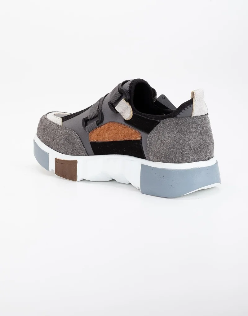 Dilimler Ayakkabı Slices Shoes Women's Sneakers Grey Stretch Suede Multicolor Thick Sole