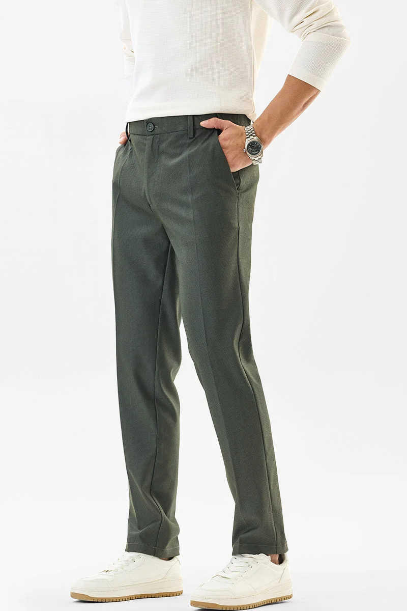 SNITCH Slim Fit Stretch Dark Green Trousers