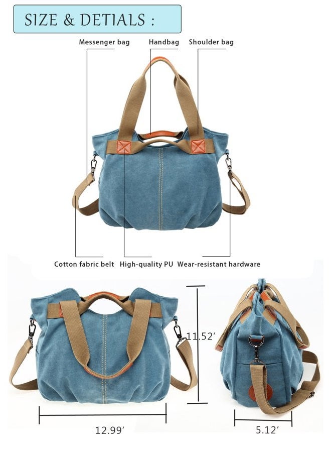 Chikencall Women Ladies Bags Vintage Hobo Canvas Daily Purse Shoulder Tote Shopper Handbag - Image 2