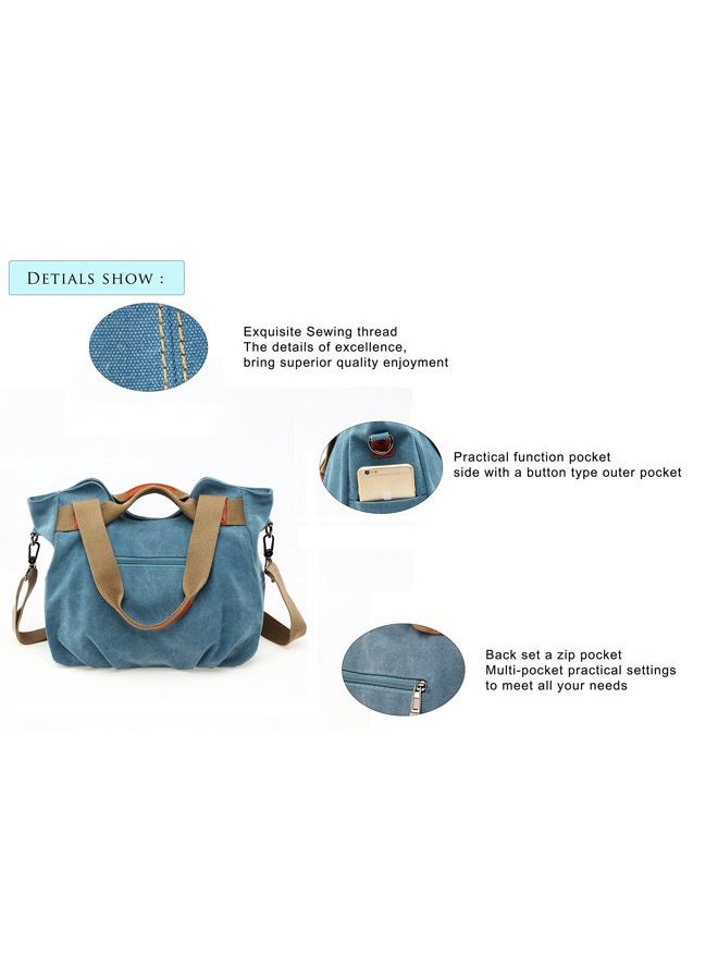 Chikencall Women Ladies Bags Vintage Hobo Canvas Daily Purse Shoulder Tote Shopper Handbag - Image 5
