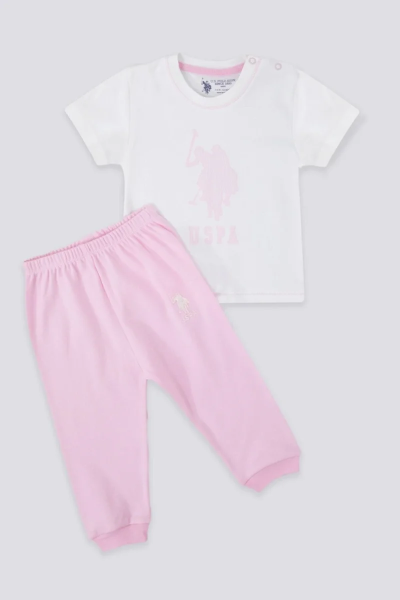 U.S. Polo Assn. Light Tones Pink Cream Baby T-shirt Set