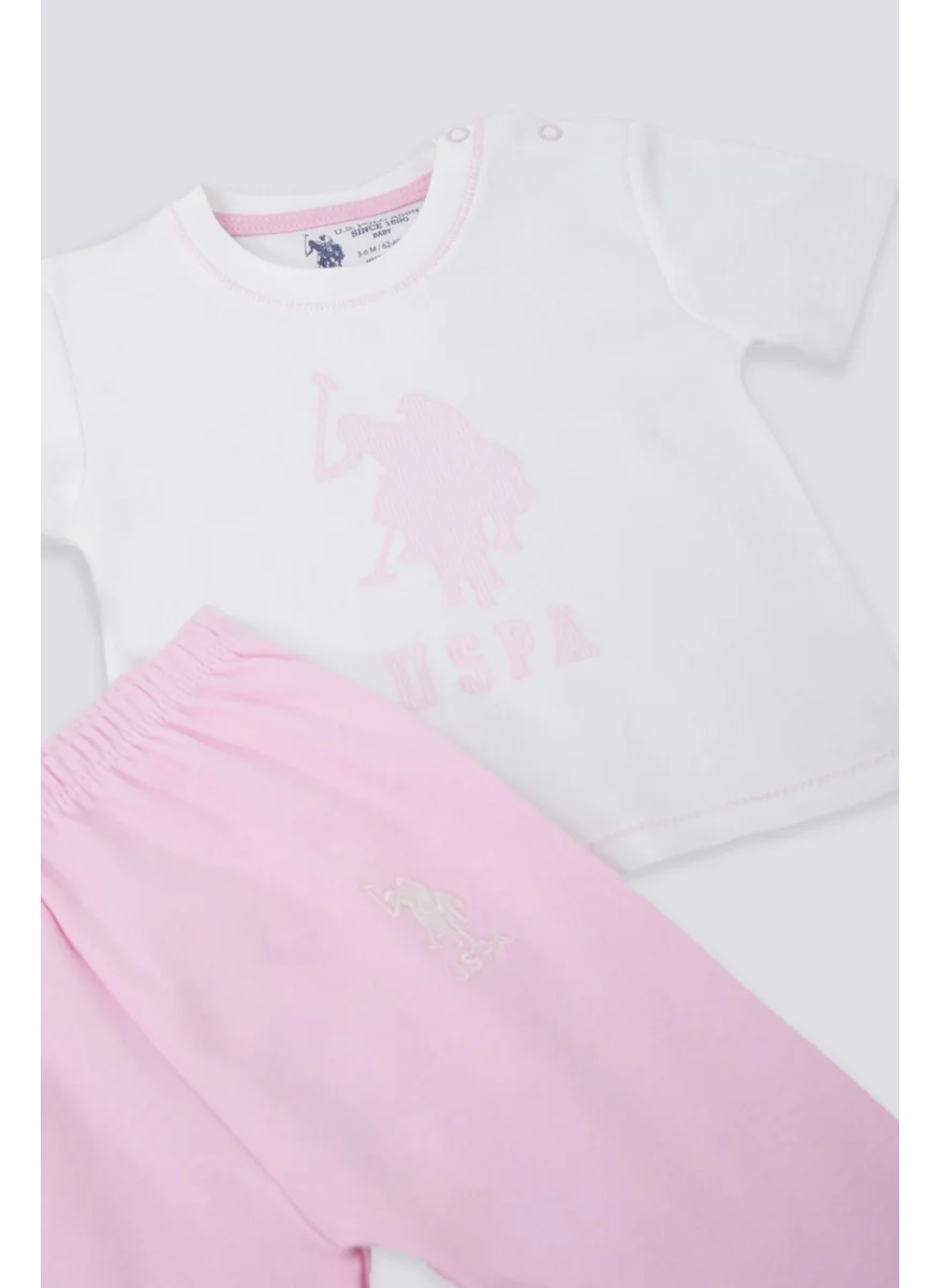 U.S. Polo Assn. Light Tones Pink Cream Baby T-shirt Set