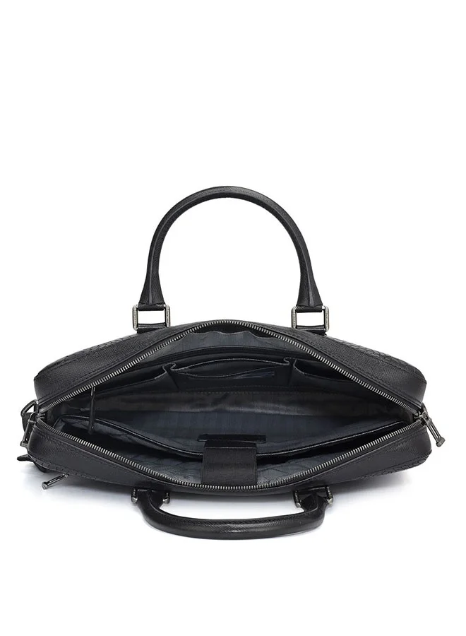 Da Milano  Leather Black Laptop Bag with Adjustable Shoulder Strap for Men | Best Price UAE