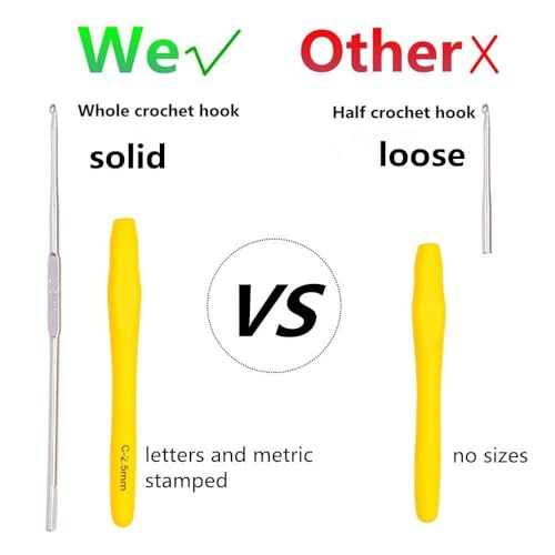 Yarniss Crochet Hooks,14 Size Crochet Set 2mm(B)-10mm(N), Ergonomic Crochet Hooks Set with Case for Beginner,Long Crochet Needles - Image 5