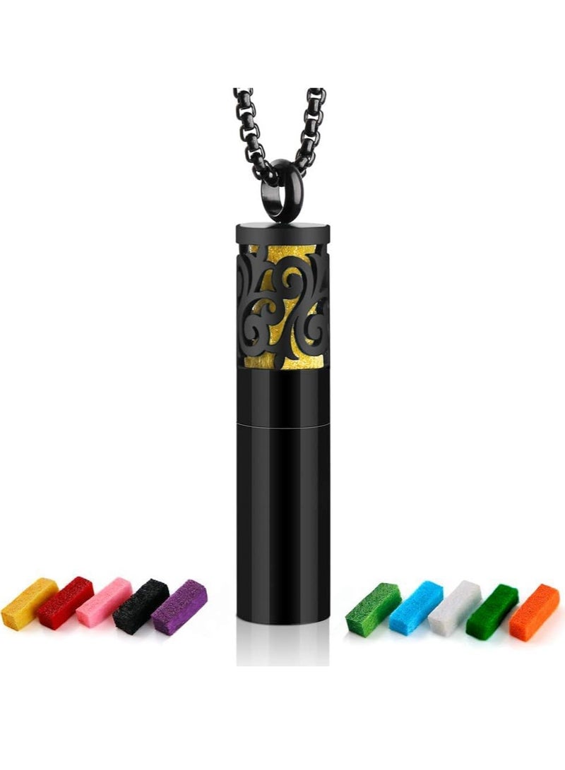 Meetion Essential Oil Necklaces for Women/Men, Diffuser Necklace 316L Stainless Steel, Diffuser Pendant for Men with 10 Felt Pads, Aromatherapy Necklace Gift Set for Birthday, Christmas - Image 1