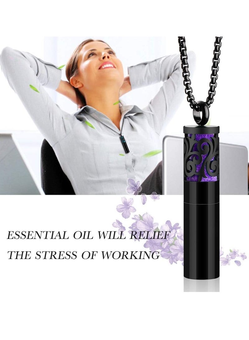 Meetion Essential Oil Necklaces for Women/Men, Diffuser Necklace 316L Stainless Steel, Diffuser Pendant for Men with 10 Felt Pads, Aromatherapy Necklace Gift Set for Birthday, Christmas - Image 2